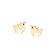 Child's 14kt Yellow Gold Unicorn Earrings with Black CZ Accents