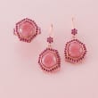Pink Opal and 3.30 ct. t.w. Ruby Drop Earrings in 18kt Rose Gold Over Sterling Silver
