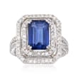 3.90 Carat Sapphire and 1.20 ct. t.w. Diamond Ring in 14kt White Gold