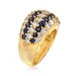 C. 1990 Vintage 1.73 ct. t.w. Diamond and 1.37 ct. t.w. Sapphire Multi-Row Ring in 18kt Yellow Gold
