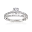  1.00 ct. t.w. Diamond Bridal Set: Engagement and Wedding Ring in 14kt White Gold
