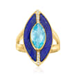 Lapis Ring with 2.00 ct. t.w. Swiss Blue and White Topaz in 18kt Gold Over Sterling