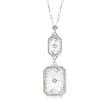 C. 1950 Vintage Rock Crystal Pendant Necklace with Diamond Accents in 10kt White Gold