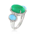 Green and Blue Chalcedony Ring with .50 ct. t.w. White Topaz in Sterling Silver