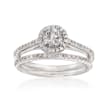 .86 ct. t.w. Diamond Bridal Set: Halo Engagement and Wedding Rings in 14kt White Gold