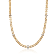 14kt Yellow Gold Byzantine Necklace with Diamond-Accented Stations