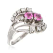 C. 1960 Vintage .80 ct. t.w. Pink Sapphire and .36 ct. t.w. Diamond Ring in 18kt White Gold