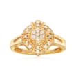 .25 ct. t.w. Diamond Vintage-Style Ring in 18kt Gold Over Sterling