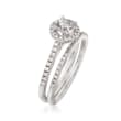.86 ct. t.w. Diamond Bridal Set: Halo Engagement and Wedding Rings in 14kt White Gold