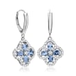 2.00 ct. t.w. Sky Blue Topaz and .60 ct. t.w. White Topaz Clover Drop Earrings in Sterling Silver