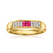 C. 1980 Vintage .30 ct. t.w. Ruby and .50 ct. t.w. Diamond Ring in 14kt Yellow Gold