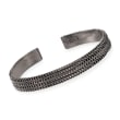 Italian Sterling Silver Gunmetal Chain Cuff Bracelet