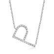 .10 ct. t.w. Diamond Tilted-Initial Necklace in Sterling Silver