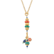 Italian Simulated Coral and 30.00 ct. t.w. Green and Blue Quartz Pendant Necklace in 18kt Gold Over Sterling