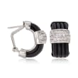 Belle Etoile &quot;Adagio&quot; 1.00 ct. t.w. CZ and Black Rubber Earrings in Sterling Silver