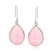 Pink Opal Drop Earrings in Sterling Silver