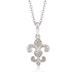 Sterling Silver Fleur-De-Lis Pendant Necklace with Diamond Accents