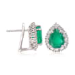 3.00 ct. t.w. Emerald and 1.00 ct. t.w. Diamond Earrings in 18kt White Gold