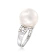13.5-14mm Cultured Pearl and .28 ct. t.w. Diamond Ring in 14kt White Gold