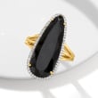 Onyx and .30 ct. t.w. White Topaz Ring in 18kt Gold Over Sterling