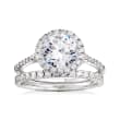 2.70 ct. t.w. CZ Bridal Set: Engagement and Wedding Rings in Sterling Silver