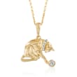 14kt Gold Over Sterling Silver Cat Pendant Necklace with Diamond Accents