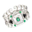 6.25 ct. t.w. Emerald and 5.85 ct. t.w. Diamond Geometric Bracelet with Crystals and Black Onyx in 18kt White Gold