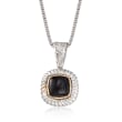 C. 2000 Vintage Black Onyx Pendant Necklace in Sterling Silver with 14kt Gold