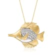 C. 1980 Vintage .56 ct. t.w. Diamond Fish Pin/Pendant Necklace in 18kt Two-Tone Gold