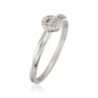 Diamond Accent Mini Initial &quot;E&quot; Ring in Sterling Silver