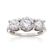 3.00 ct. t.w. CZ Three-Stone Ring in 14kt White Gold