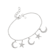 .80 ct. t.w. White Topaz Moon and Star Bracelet in Sterling Silver