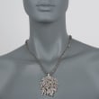 Sterling Silver Leaf and Labradorite Bead Necklace 18.5-inch