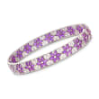 Italian Sterling Silver and Purple Enamel Floral Filigree Bangle Bracelet