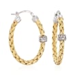 Charles Garnier &quot;Torino&quot; .20 ct. t.w. CZ Oval Hoop Earrings in Two-Tone Sterling Silver