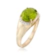 2.80 Carat Oval Peridot Ring with Diamond Accents in 14kt Yellow Gold