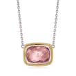 Pink Quartz Necklace in Sterling Silver with 14kt Yellow Gold
