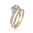 .98 ct. t.w. Diamond Bridal Set: Engagement and Wedding Rings in 14kt Yellow Gold