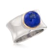 Lapis Cabochon Ring in 14kt Yellow Gold and Sterling Silver