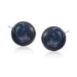 11-12mm Peacock Black Cultured Pearl Stud Earrings in 14kt White Gold
