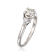 C. 2000 Vintage .94 ct. t.w. Diamond Three-Stone Engagement Ring in 14kt White Gold