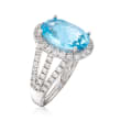 5.80 ct. t.w. Swiss Blue and White Topaz Ring in Sterling Silver