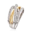 .63 ct. t.w. Diamond Highway Ring in Sterling Silver with 14kt Yellow Gold