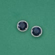 6.50 ct. t.w. Sapphire and .20 ct. t.w. White Topaz Stud Earrings in Sterling Silver 