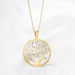 Italian Sterling Silver and 18kt Gold Over Sterling Tree of Life Pendant Necklace