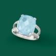 9.75 Carat Milky Aquamarine and .10 ct. t.w. Diamond Ring in Sterling Silver