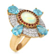 Opal and 3.70 ct. t.w. Multi-Gemstone Ring in 18kt Gold Over Sterling Silver