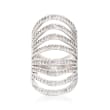 1.36 ct. t.w. CZ Multi-Row Knuckle Ring in Sterling Silver