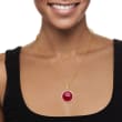 Pink Chalcedony and .70 ct. t.w. White Zircon Pendant Necklace in 18kt Gold Over Sterling 18-inch