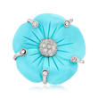 Italian Simulated Turquoise and .40 ct. t.w. CZ Flower Ring in Sterling Silver